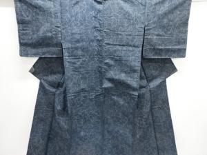 アンティーク　花模様織り出し十日町紬着物